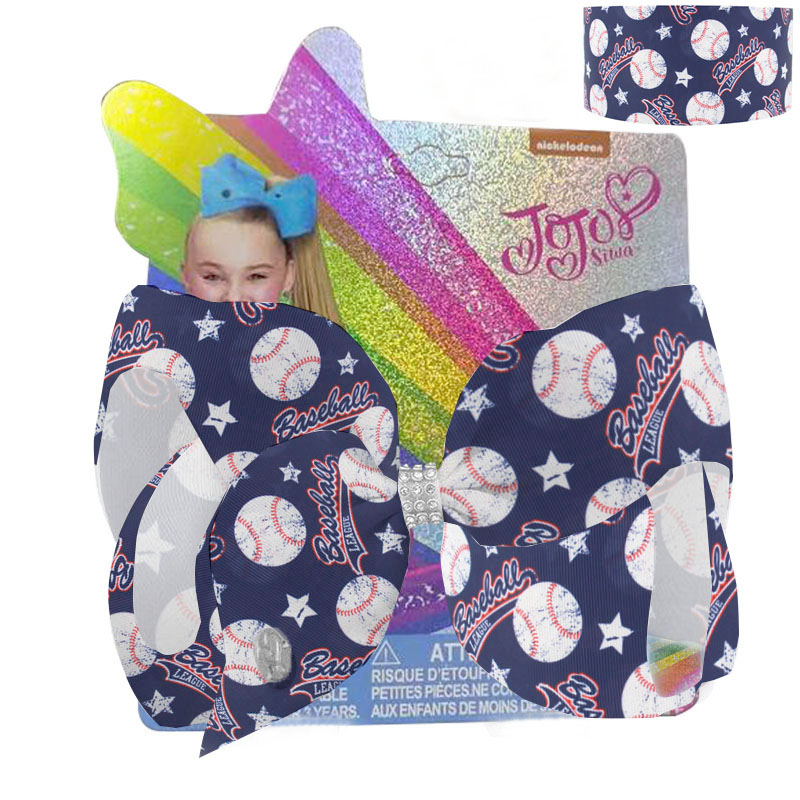 2022 NEW Large 8inch Sport Bows Baseball/Softball/Football Ribbon Hair Bow With Clip For Kids Girls Hairgrips Hair Accessories 8pcs/