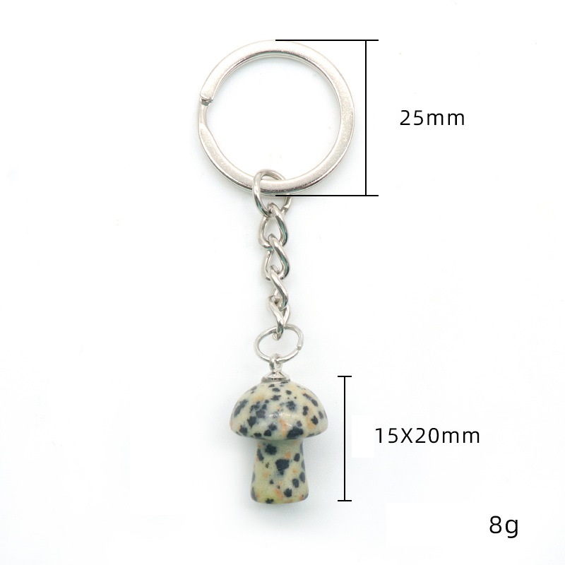 Mini Mushroom Statue Key rings Chains Tiger's Eye Amethyst Rose Quartz Charms Keychains Healing Crystal Keyrings