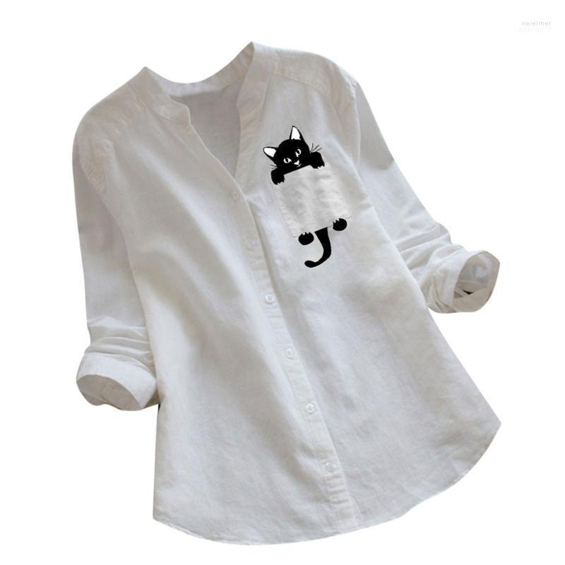Women' Blouses & Shirts Women Cat Shirt Linen Blouse Long Sleeve Kawaii Tops Laple Pocket Down Collared Spring Woman Clothes Vere22
Women' Blouses & Shirts Women Cat Shirt Linen Blouse Long Sleeve Kawaii Tops Laple Pocket Down Collared Spring Woman Clothes Vere22