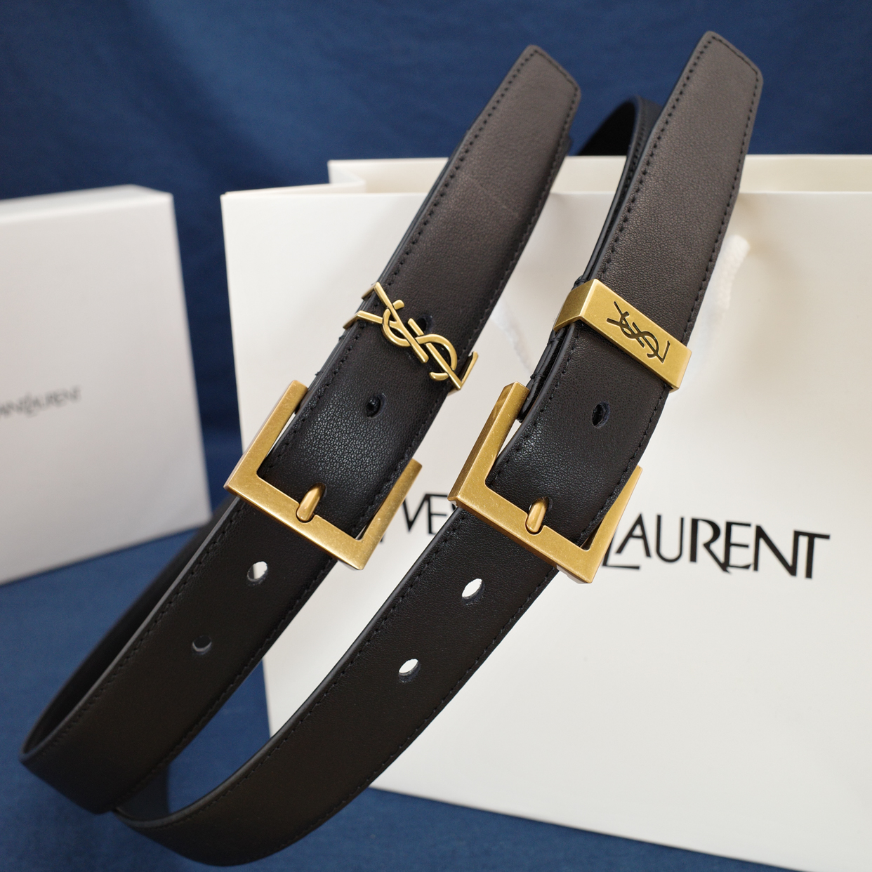 Belt for Woman Fashion Gold Needle Buckle Men Womens Belts Genuine Cowhide 2 Color with Gift Box
