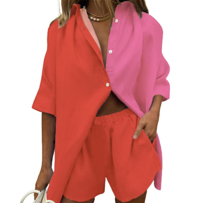 Women' Tracksuits Women Fashion Print Two Piece Set 2022 Shirt Shorts Color Block Loose Summer Single-breasted Wide Leg Outfit SummerWomen, Blue
Women' Tracksuits Women Fashion Print Two Piece Set 2022 Shirt Shorts Color Block Loose Summer Single-breasted Wide Leg Outfit SummerWomen, Blue