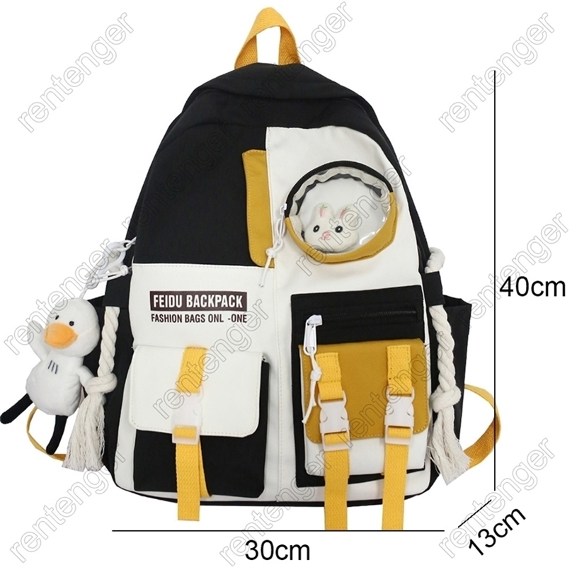 School Bags Female Harajuku Nylon Bag Kawaii Girl College Student Backpack Water 220823