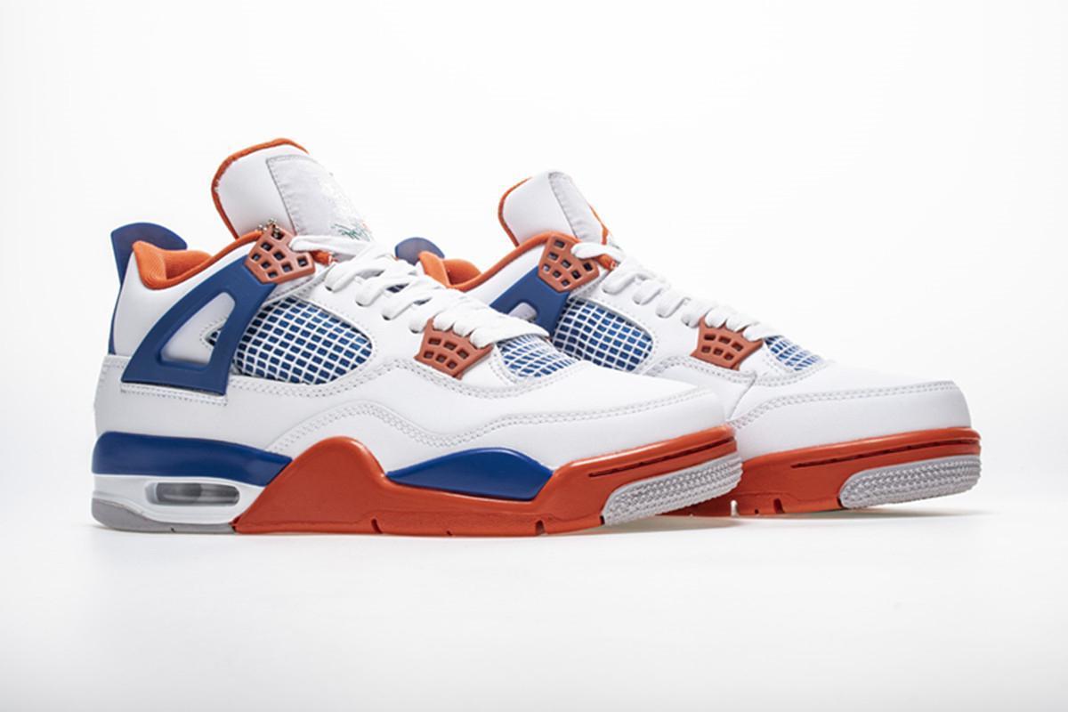 Shoes Jumpman 4 Knicks White Blue Orange Sports, Top quality