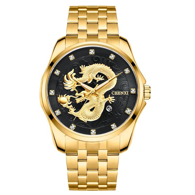 Wristwatches Charm Luxury Quartz Watches For Men Chinese Style Dragon Pattern Unique Design Male Waterproof Watch GiftWristwatches, Gold
Wristwatches Charm Luxury Quartz Watches For Men Chinese Style Dragon Pattern Unique Design Male Waterproof Watch GiftWristwatches, Gold