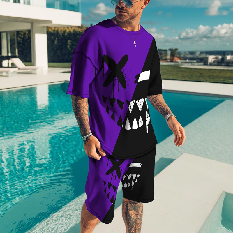 Men s Sets Summer Short Sleeve T Shirt Suit Fashion 2 Piece Streetwear 3D Print Sports Beach Shorts Tracksuit Male Clothes 220526