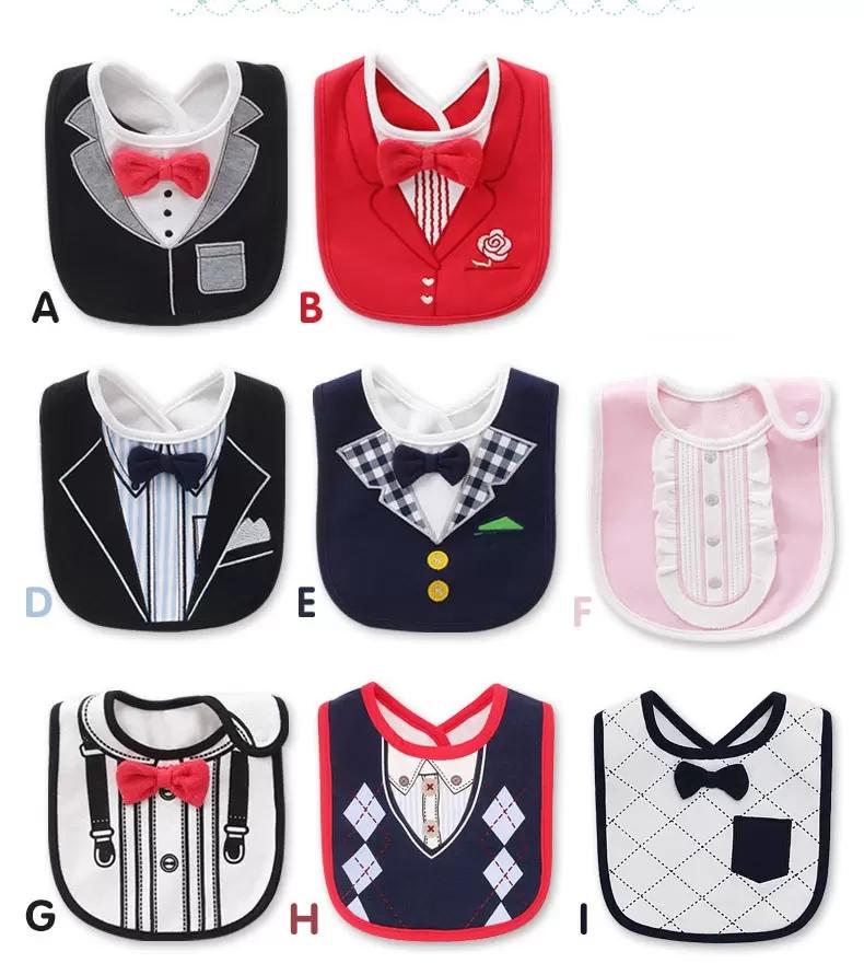 INS Infant Saliva towel Baby Dimensional Red Bow Tie Gentleman Dress Modeling Mouth Water Towel Bibs 3-laye Wear Accessories