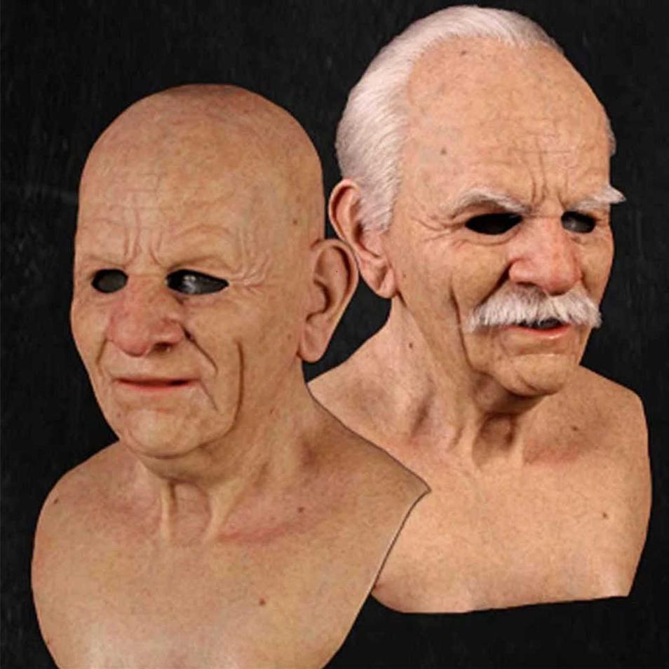Old Man Scary Mask Cos Full Head Latex Halloween Funny Party Helmet Real s G0910315H5680962