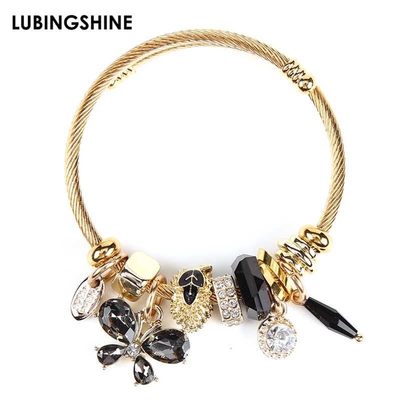 Stainless Steel Bracelets Bangles Luxury Color Crystal Butterfly Charms Bracelets Gold Color Wire Cable Open Bangle Cuff Jewelry 220716
Stainless Steel Bracelets Bangles Luxury Color Crystal Butterfly Charms Bracelets Gold Color Wire Cable Open Bangle Cuff Jewelry 220716