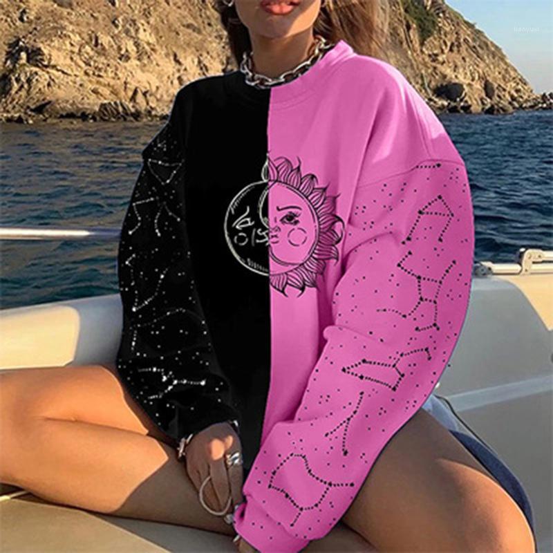 Women Streetwear Pullover Sweatshirt Long Sleeve Sun Constellation Print Splicing Round Neck Blouse Pull Femme Women' Hoodies & Sweatshirts, Pink
Women Streetwear Pullover Sweatshirt Long Sleeve Sun Constellation Print Splicing Round Neck Blouse Pull Femme Women' Hoodies & Sweatshirts, Pink
