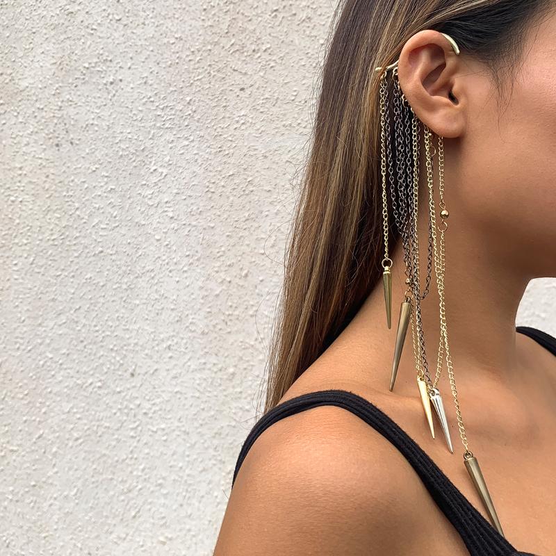Clip-on & Screw Back IngeSight.Z 1PC Retro Metal Rivet Long Tassel Earrings Arc Ear Hanging Fake Cartilage Clip Without Piercing JewelryClip
Clip-on & Screw Back IngeSight.Z 1PC Retro Metal Rivet Long Tassel Earrings Arc Ear Hanging Fake Cartilage Clip Without Piercing JewelryClip
