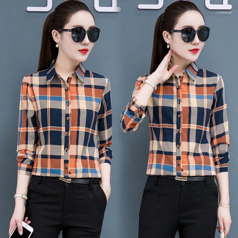 Women' Blouses & Shirts 2022 Autumn Winter Plaid Shirt Lapel Slim Long-sleeved Casual Fashion Single-breasted Cardigan All-match Top1, Blue
Women' Blouses & Shirts 2022 Autumn Winter Plaid Shirt Lapel Slim Long-sleeved Casual Fashion Single-breasted Cardigan All-match Top1, Blue
