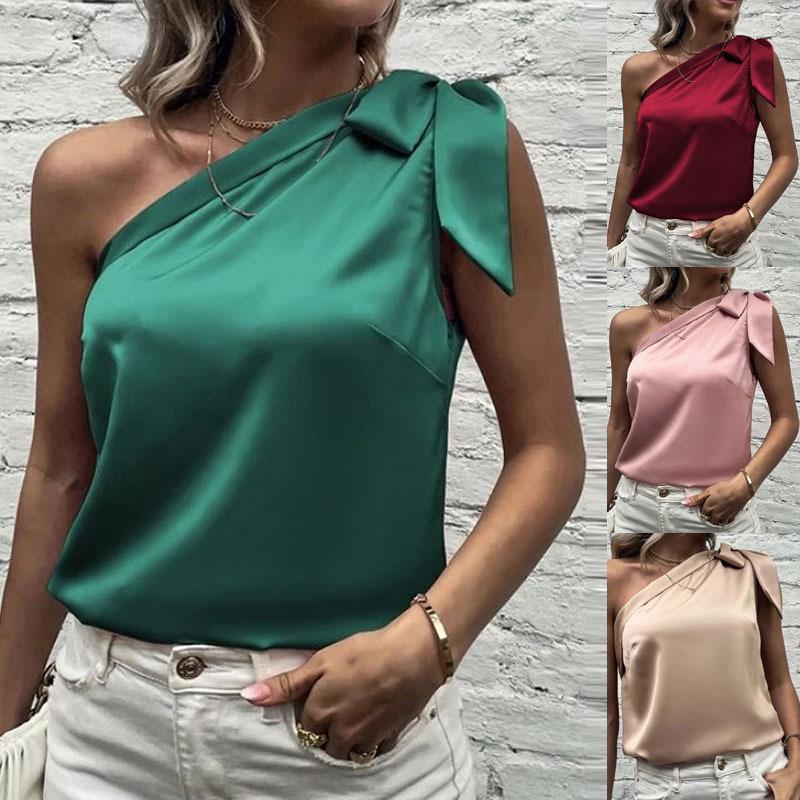 Women' Blouses & Shirts Summer Spring Women Sleeveless Top Solid Color Fashion Slim Fit Oblique Shoulder Lace-up Bottoming Tanks CamiWomen, Green
Women' Blouses & Shirts Summer Spring Women Sleeveless Top Solid Color Fashion Slim Fit Oblique Shoulder Lace-up Bottoming Tanks CamiWomen, Green