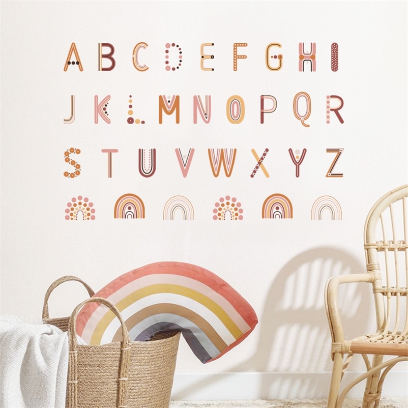 Bohemian Alphabet Letter Rainbows Colorful Nursery Wall Sticker Removable Vinyl Wall Decals Mural Kids Room Playroom Home Decor 220613
Bohemian Alphabet Letter Rainbows Colorful Nursery Wall Sticker Removable Vinyl Wall Decals Mural Kids Room Playroom Home Decor 220613