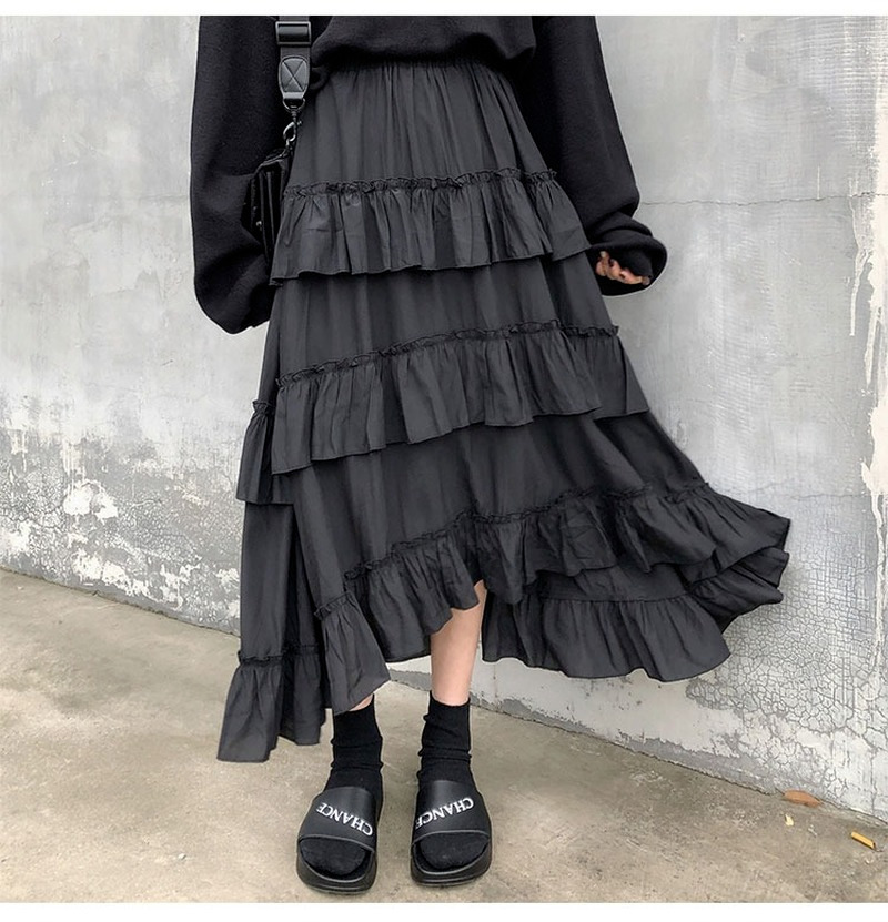 Fashion Temperament Fairy Skirt Gentle Delicate Comfort Cake Skirt Female Solid Vintage Chiffon Skirt Jupe Femme 15632 220701