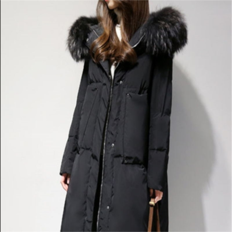 Winter Women Loose Thick Warm Jacket Female Faux Fur Collar Hooded Down Cotton Coat Parkas Outwear 201125