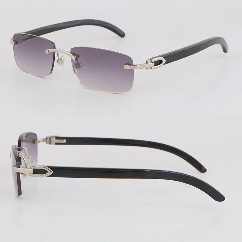 New Original Black Buffalo Horn Sunglasses for Women Fashion Style Metal Rimless Male Female White Genuine Natural Horn Adumbral Man Woman Frames Sun Glasses Size 54