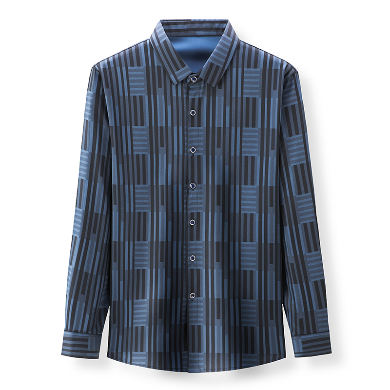 High Quality Men Shirts Striped Spring Long Sleeve Casual Shirt Silk Cotton Slim Fit Chemise Homme Clothing C790 220322