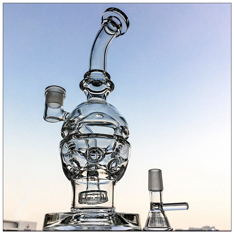 Faberge Egg Fab Glass Bongs Swiss Perc Water Pipes Showerhead Recycler Bong 14mm Female Oil Rigs