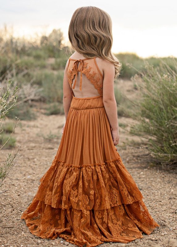 Princess Girls Lace Chiffon Long Dresses Baby Kids Flower Girl Wedding Birthday Party Vestidos Children Clothing For 3-15 Years 220426