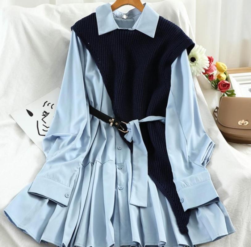 Party Dresses 2022 Autumn Two Piece Set Outfits For Women Streetwear Long Sleeve Pleated Shirt Dress Irregular Knitted Vest Fashion, Black
Party Dresses 2022 Autumn Two Piece Set Outfits For Women Streetwear Long Sleeve Pleated Shirt Dress Irregular Knitted Vest Fashion, Black