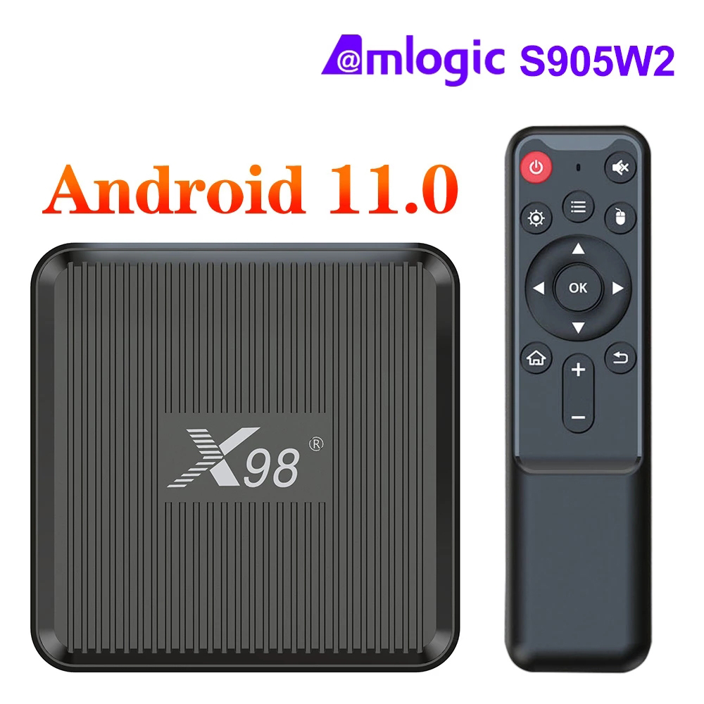 X98Q TV Box Android 11.0 Amlogic S905W2 Quad Core 2G16G X98 TVbox 1G8G AV1 2.4G 5G Wifi 4K HDR Youtube Media Player Set Top Box