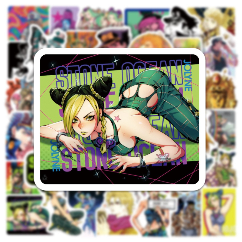 50Pcs/lot Japan Anime JoJos Bizarre Adventure Stone Ocean Stickers Graffiti Kids Toy Skateboard Phone Laptop Luggage Sticker Decals