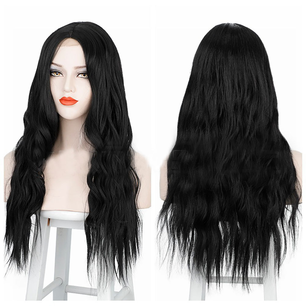 Beautiful Long Big Wave High Temperauter Fiber Lace Front Brown Blond Black Wigs for Woman