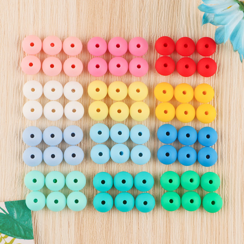 Kovict 50pcs Baby Teething Toys Pearl Silicone Beads Lentil 12mm Baby Teether Beads DIY Necklace Jewelry Bead Baby Care Toy 220602
