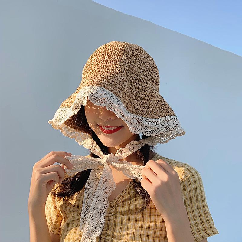 Wide Brim Hats Women Straw Hat Sun Beach Girls Summer UV Protect Travel Cap Lady Outdoors Lace Edge Bandage Female Collapsible
Wide Brim Hats Women Straw Hat Sun Beach Girls Summer UV Protect Travel Cap Lady Outdoors Lace Edge Bandage Female Collapsible