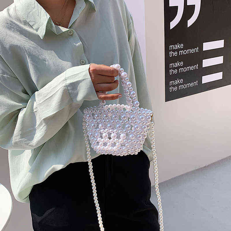 Evening Bags Acrylic Crystal Beaded Shoulder Women New Handmade Fashion Beads Small Clutch Handbag Girls Transparent Beach Bag Holiday 220513