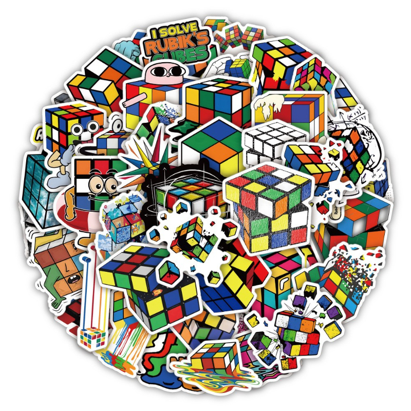 50pcs Creative Magic Cube stickers Rubik's cube Graffiti Kids Toy Skateboard car Motorcycle Bicycle Sticker Decals Wholesale