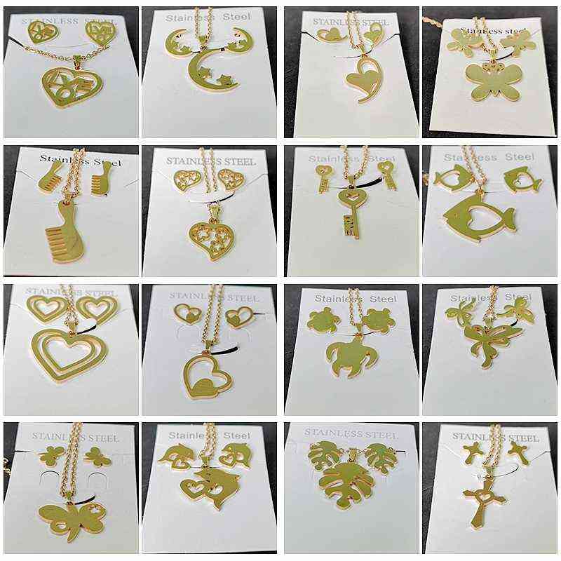10 Sets Wholesale Gold Color Stainless Steel Moon Star Necklace Earring Jewelry Sets Random Necklace Sets for Women H220422, Random style
10 Sets Wholesale Gold Color Stainless Steel Moon Star Necklace Earring Jewelry Sets Random Necklace Sets for Women H220422, Random style