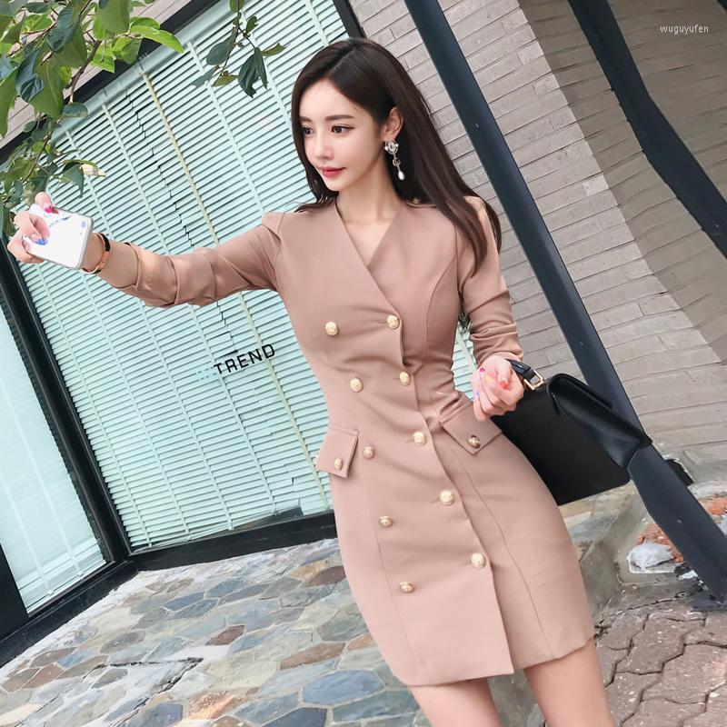 Casual Dresses Double Breasted Blazer Dress Women V-Neck Long Sleeve Sheath Korean Office Lady Luxury Elegant Autumn Party C910, Lotus root
Casual Dresses Double Breasted Blazer Dress Women V-Neck Long Sleeve Sheath Korean Office Lady Luxury Elegant Autumn Party C910, Lotus root