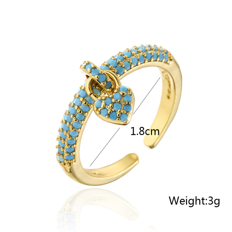 New Fashion Micro Pave Heart Charm Ring for Women Gift