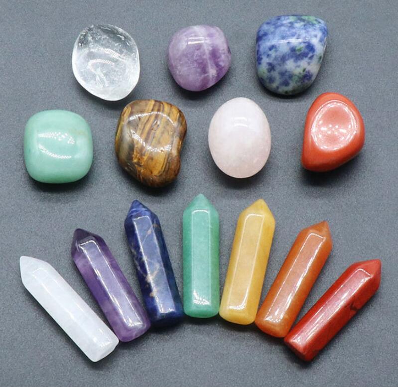 7 Chakra Set Reiki Natural Stone Crystal Ornaments Hexagonal columns irregular Rock Quartz Yoga Energy Bead Chakra Healing Art Craft Home Decoration