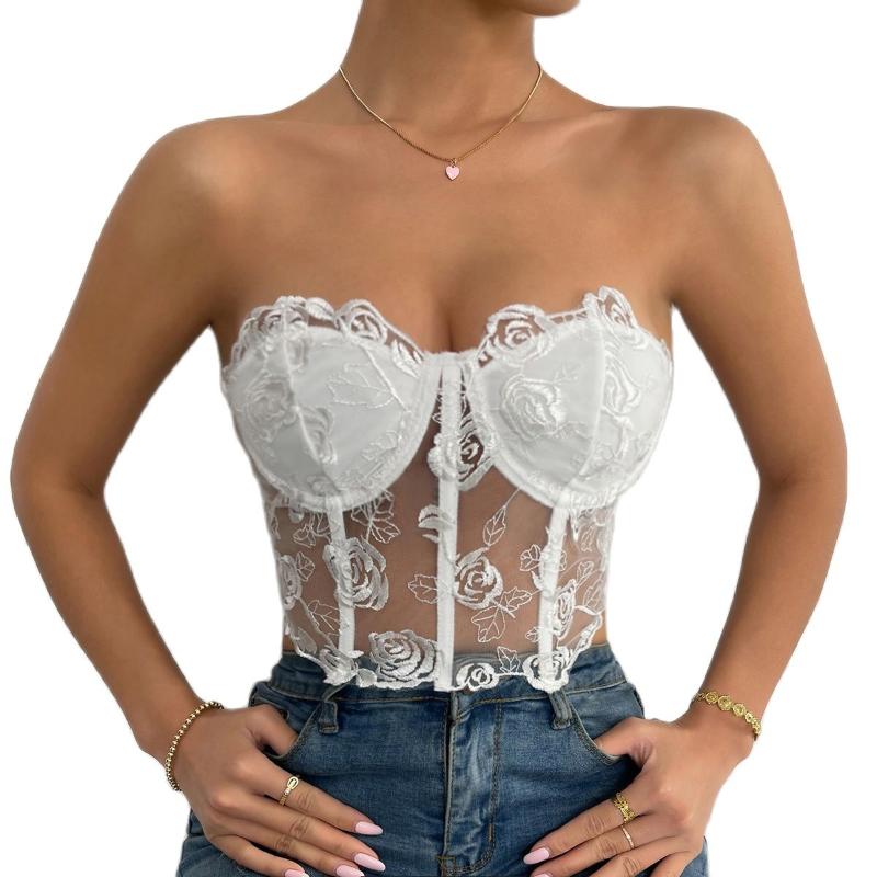 Women' Tanks & Camis Summer Ladies Black Sexy Stitching Three-dimensional Flower Steel Ring Wrapped Breast Fishbone Slim VestWomen
Women' Tanks & Camis Summer Ladies Black Sexy Stitching Three-dimensional Flower Steel Ring Wrapped Breast Fishbone Slim VestWomen