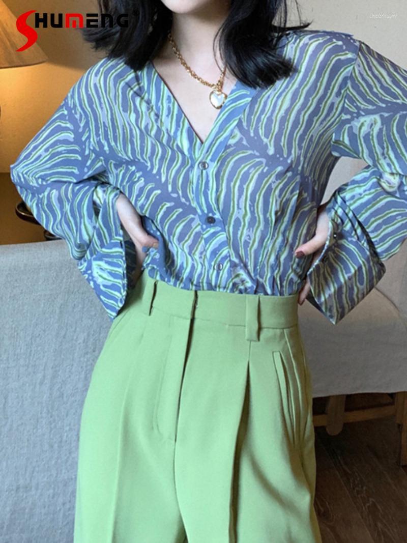 Women' Blouses & Shirts Vintage Contrast Color Stripes For Women Fall Summer 2022 High-End Elegant Long Sleeve Tie-dyed Single-breasted Top, Stripes shirt
Women' Blouses & Shirts Vintage Contrast Color Stripes For Women Fall Summer 2022 High-End Elegant Long Sleeve Tie-dyed Single-breasted Top, Stripes shirt