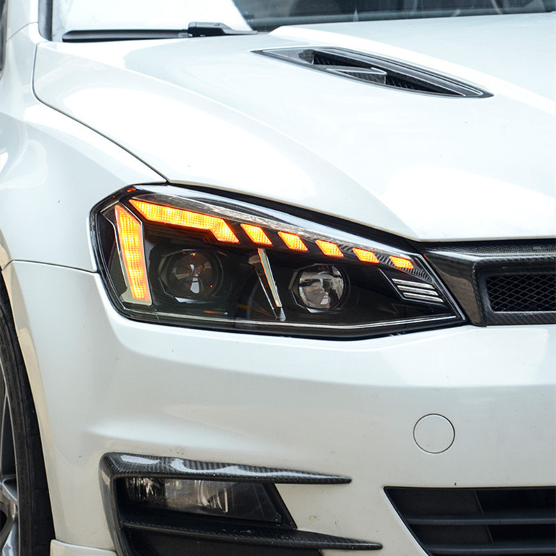 Headlights All LED For VW Golf 7 LED Headlight 2013-17 MK7 Turn Signal Angel Eye Lens Daytime Running Lights High Beam