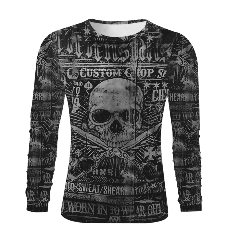 Good Quality Men's Sports T-Shirt 3D Digital Printing TEE Male Street Trend Dark Death Skull Long sleeve Tops 220408