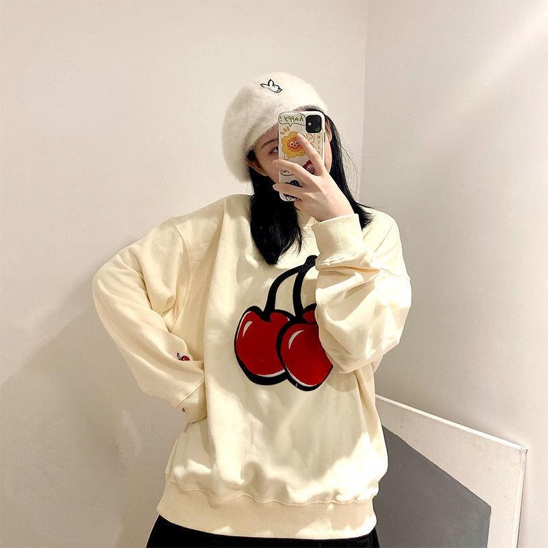 Women' Hoodies & Sweatshirts Cute Cherry Print Niche Design Sense Round Neck Pullover Plus Fleece Hoodie Women 2022 Winter Korean Loose Cou
Women' Hoodies & Sweatshirts Cute Cherry Print Niche Design Sense Round Neck Pullover Plus Fleece Hoodie Women 2022 Winter Korean Loose Cou