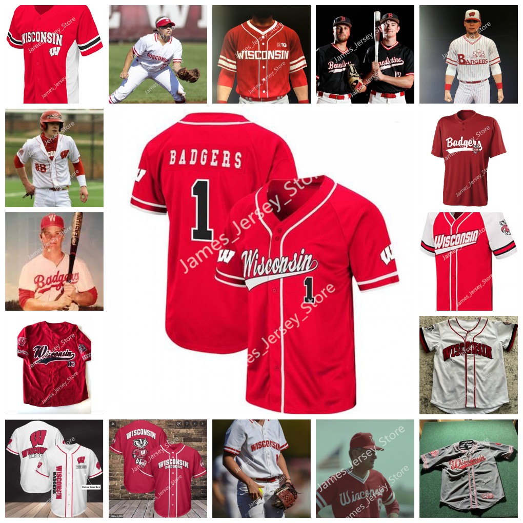 Wisconsin Badgers Baseball Stitched Jersey Ryan McLaughlin David Mock Adam Neuberger Conlan OBrien Noah Perkovich Lucas Pinkerton Evan Provancher Casey Roeser