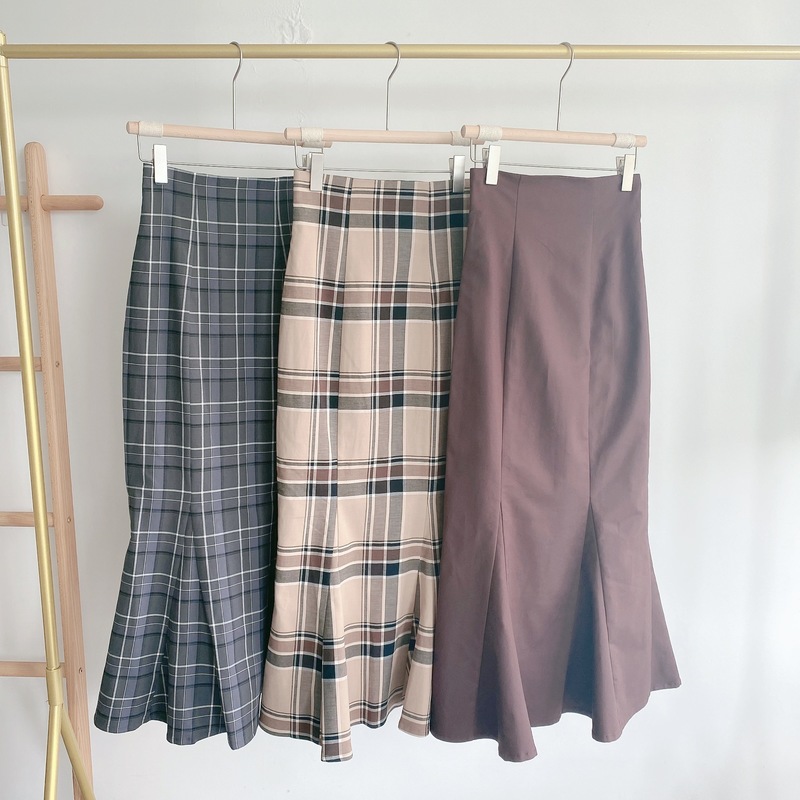 Kuzuwata Autumn Faldas Japanese Style Temperament Women Jupe Solid Plaid High Waist Slim Ruffled A-line Mermaid Skirts 220322