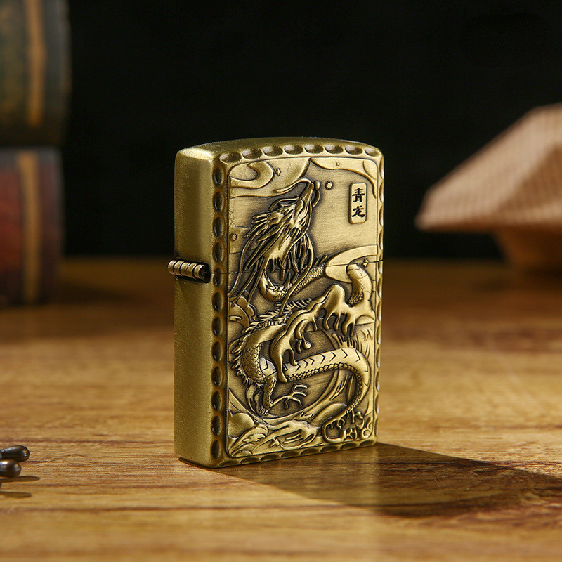 Retro Kerosene Lighter Creative Relief Four Great Beasts Lighters Blue Dragon White Tiger Zhuque Xuanwu Torch W260202