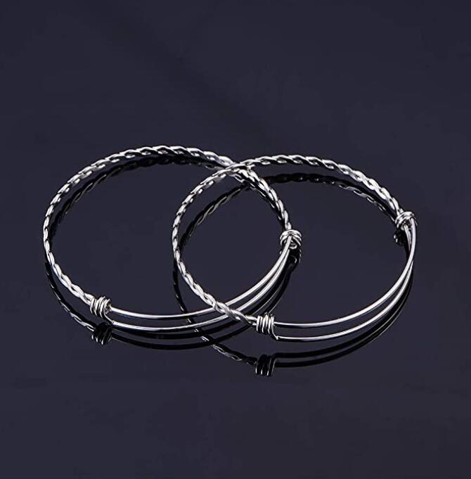 Stainless Steel Adjustable Twist Wire Bracelet Bangle Cuff Billet Bracelets Women's DIY Jewelry Making