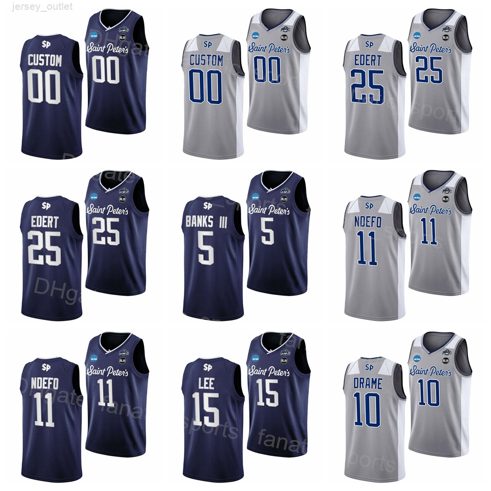 NCAA Saint Peters Peacocks College 11 KC Ndefo Jerseys Basketball 25 Doug Edert 15 Matthew Lee 10 Fousseyni Drame 14 Hassan Drame 5 Daryl Banks III Sport University, Grey
NCAA Saint Peters Peacocks College 11 KC Ndefo Jerseys Basketball 25 Doug Edert 15 Matthew Lee 10 Fousseyni Drame 14 Hassan Drame 5 Daryl Banks III Sport University, Grey