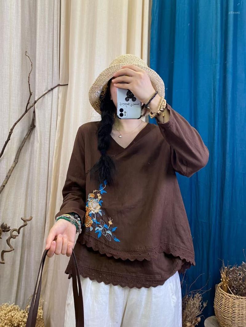 Women's Blouses & Shirts Autumn Blouse Retro Casual Tops 2022 Women V-Neck Button Embroidery Lace Pullovers Loose Shirt Ladies Vintage, Purple
Women's Blouses & Shirts Autumn Blouse Retro Casual Tops 2022 Women V-Neck Button Embroidery Lace Pullovers Loose Shirt Ladies Vintage, Purple