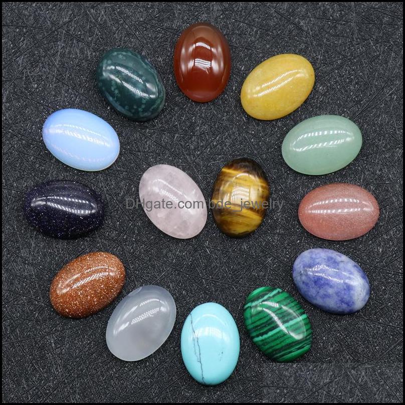 Stone 13X18Mm Flat Back Assorted Loose Oval Cab Cabochons Beads For Jewelry Making Healing Crystal Wholesale Drop Deliver Dhseller2010 Dhadh
