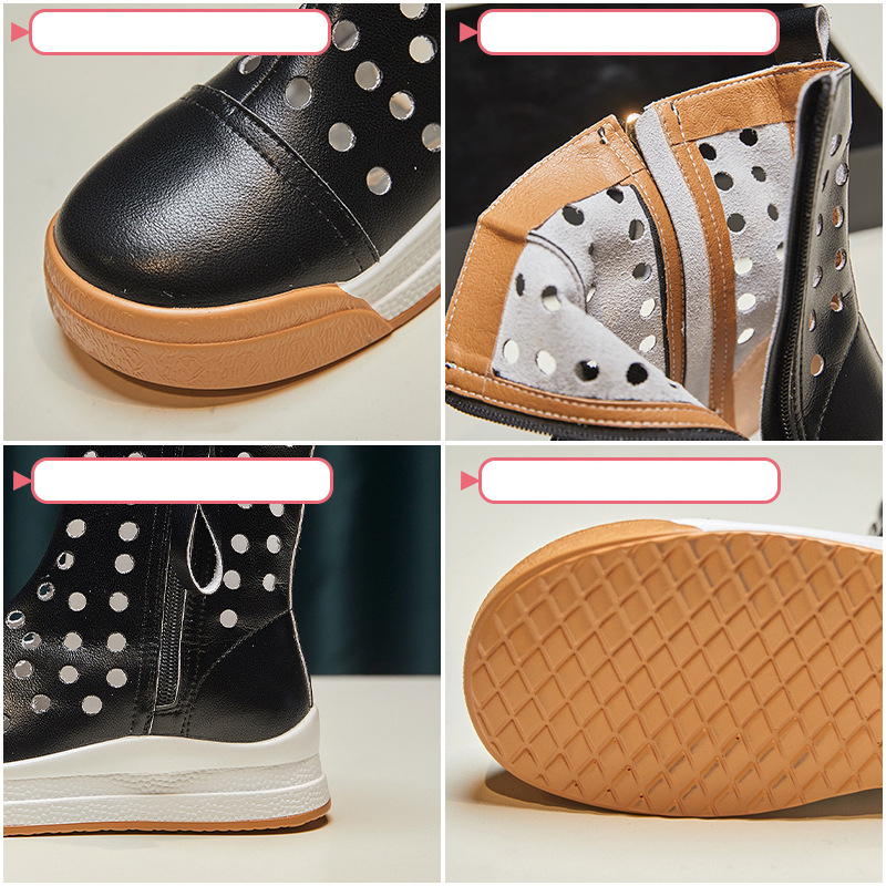 Genuine Leather Women Boots Hollow Air Mesh Women Summer Shoes Motorcycle Zip Summer Boots Ankle Platform Shoes Punk, Black
Genuine Leather Women Boots Hollow Air Mesh Women Summer Shoes Motorcycle Zip Summer Boots Ankle Platform Shoes Punk, Black