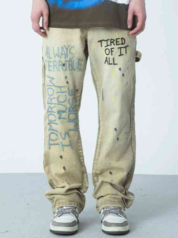 Letter Graffiti Street Jeans Female Hiphop Vintage Straight Couple Jeans Harajuku Wide Leg High Waist Cargo Trousers Streetwear T220728, Apricot
Letter Graffiti Street Jeans Female Hiphop Vintage Straight Couple Jeans Harajuku Wide Leg High Waist Cargo Trousers Streetwear T220728, Apricot