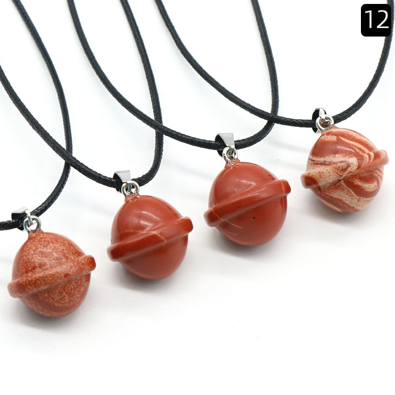 Natural Crystal Mini Planet Galactic Planet Charms Necklaces Rose Quartz Aventurine Labradorite Stone Pendant Universe Necklace